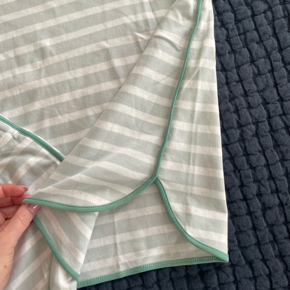 LAKE Pajama Pima Shorts Set - White and Green - Picture 3 of 10